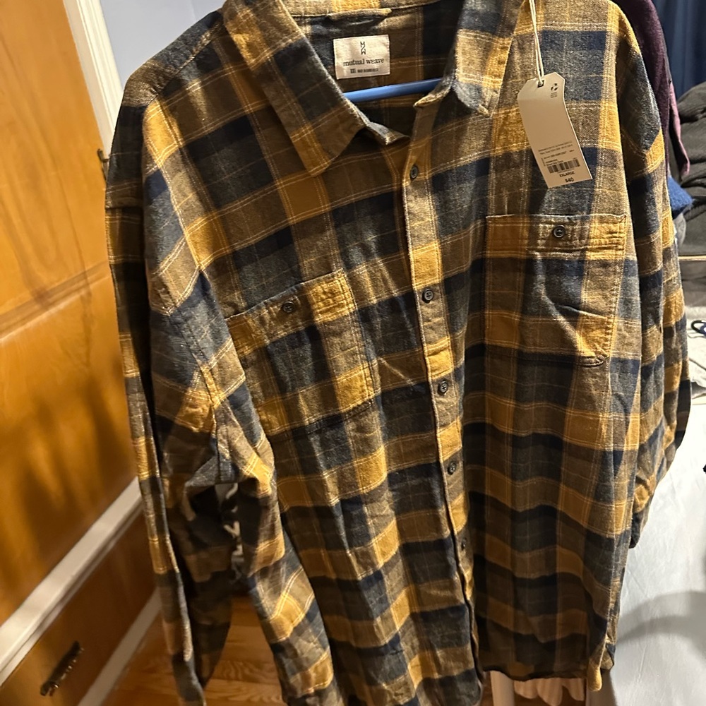 Casual Blue and Yellow Button Down Shirt